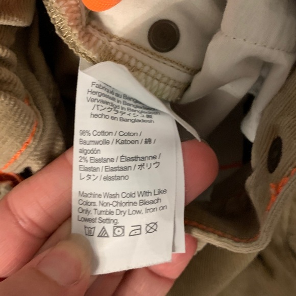 Crewcuts tan khaki Corduroy Pants stretch adjustable belt size 7 straight leg - Picture 2 of 5